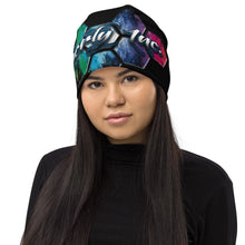 Load image into Gallery viewer, Oberly Inc paint splatter hive logo All-Over Print Beanie