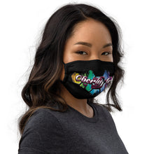 Load image into Gallery viewer, Oberly Inc paint splatter hive pink logo Premium face mask