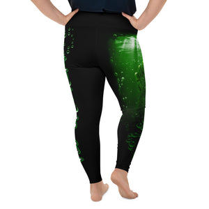 Oberly Inc "the Creature" Green All-Over Print Plus Size Leggings
