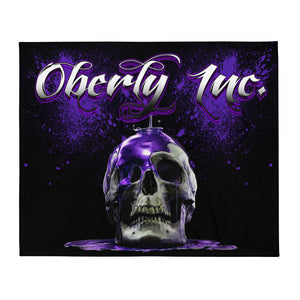 Oberly Inc paint drip skull logo Throw Blanket
