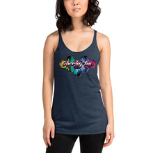 Load image into Gallery viewer, Oberly Inc paint splatter hive logo Women&#39;s Racerback Tank
